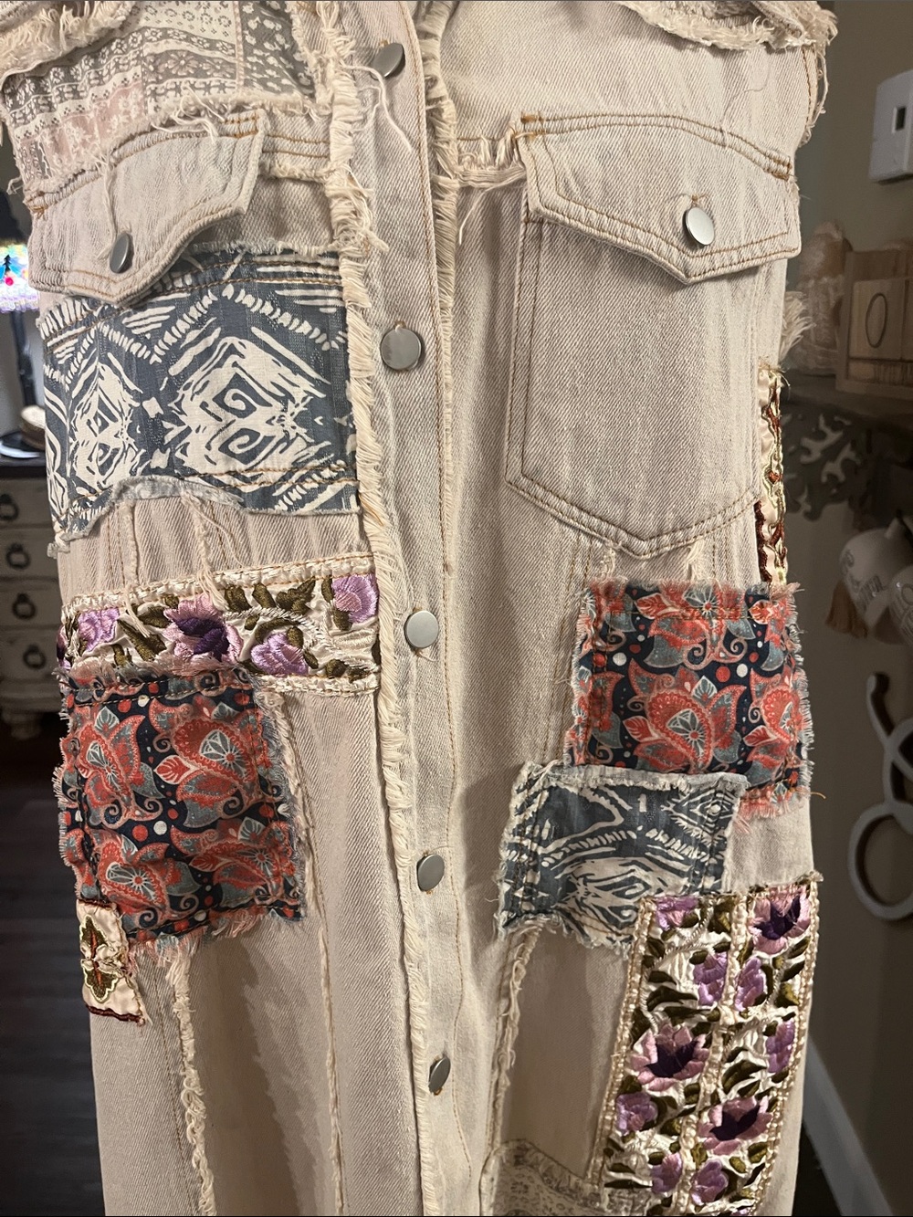 POL Beige Patchwork Midi Shirt Dress - Picture 5 of 11